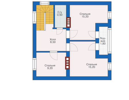 Планировка мансардного этажа :: Проект дома из газобетона 53-47