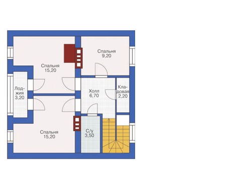 Планировка мансардного этажа :: Проект дома из газобетона 53-50