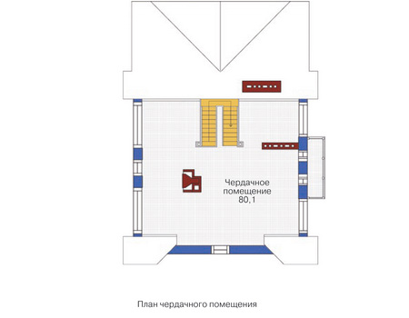 Планировка мансардного этажа :: Проект дома из газобетона 53-74