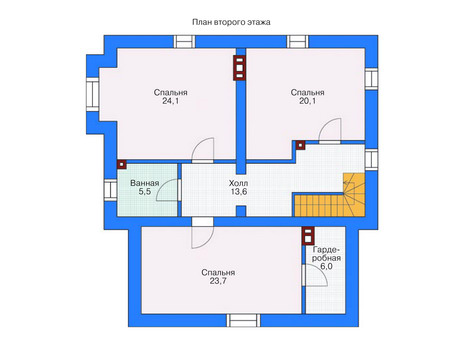 Планировка второго этажа :: Проект дома из газобетона 53-75