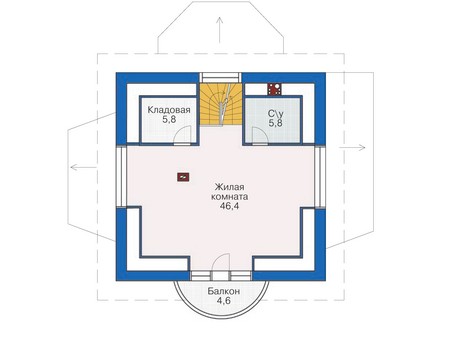 Планировка мансардного этажа :: Проект дома из газобетона 54-13