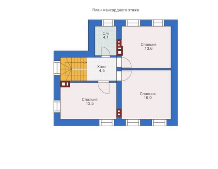 Планировка мансардного этажа :: Проект дома из газобетона 54-25