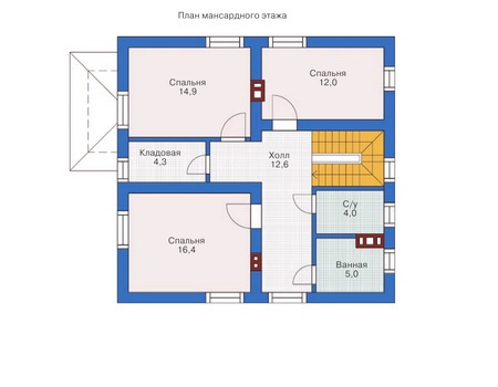 Планировка мансардного этажа :: Проект дома из газобетона 54-26