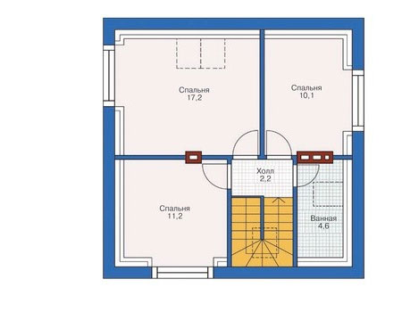 Планировка мансардного этажа :: Проект дома из газобетона 54-30