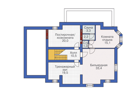 Планировка цокольного этажа :: Проект дома из газобетона 54-82