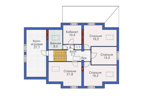 Планировка мансардного этажа :: Проект дома из газобетона 54-82