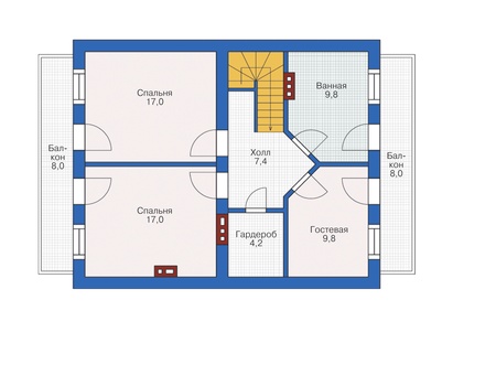 Планировка мансардного этажа :: Проект дома из газобетона 55-27