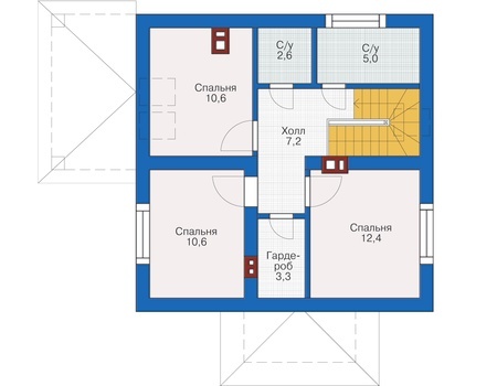 Планировка мансардного этажа :: Проект дома из газобетона 55-39