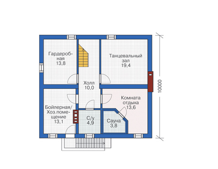 Планировка цокольного этажа :: Проект дома из газобетона 55-64
