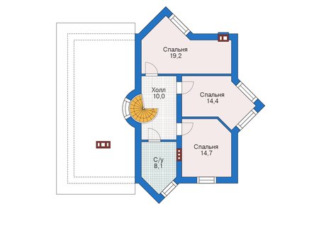 Планировка второго этажа :: Проект дома из газобетона 55-97