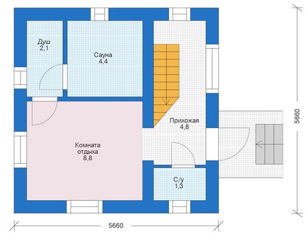 Планировка первого этажа :: Проект дома из газобетона 56-02