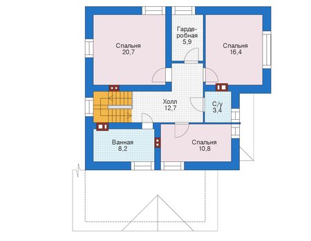 Планировка мансардного этажа :: Проект дома из газобетона 56-05