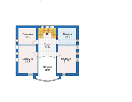 Планировка второго этажа :: Проект дома из газобетона 56-21