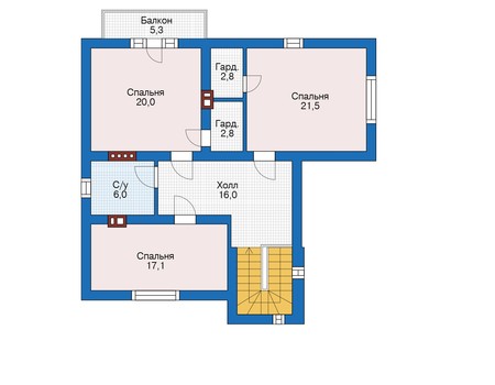 Планировка мансардного этажа :: Проект дома из газобетона 56-25