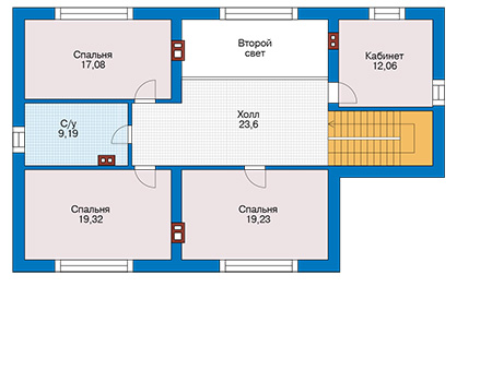 Планировка второго этажа :: Проект дома из газобетона 56-79