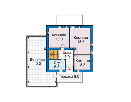 Планировка второго этажа :: Проект дома из газобетона 57-21