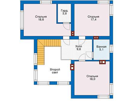 Планировка второго этажа :: Проект дома из газобетона 57-35