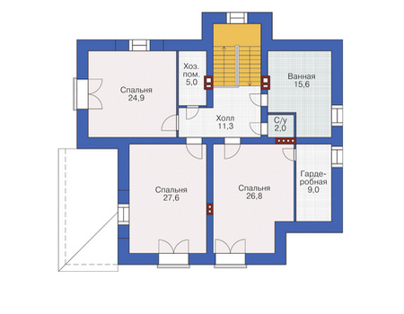 Планировка мансардного этажа :: Проект дома из газобетона 57-46