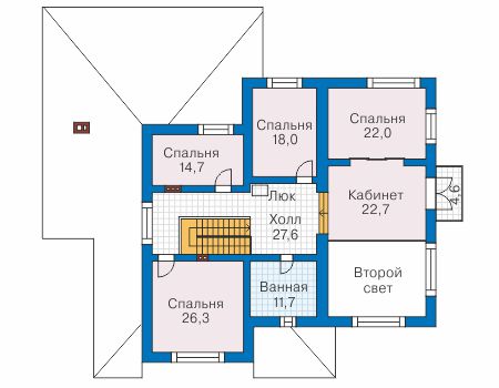 Планировка мансардного этажа :: Проект дома из газобетона 57-49