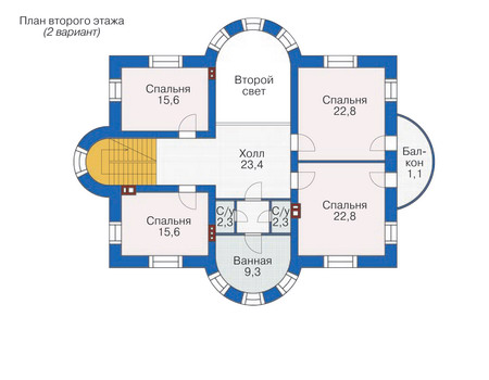 Планировка мансардного этажа :: Проект дома из газобетона 57-84