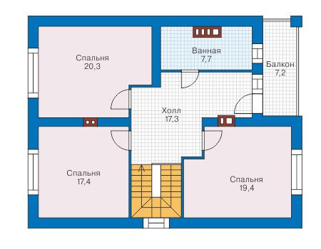 Планировка мансардного этажа :: Проект дома из газобетона 57-99