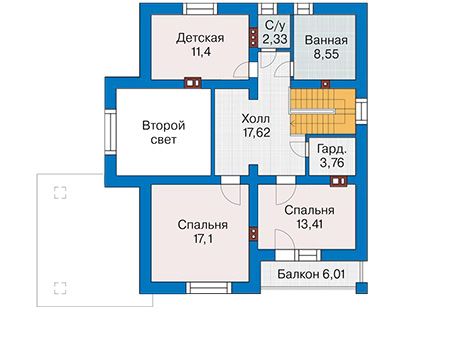 Планировка мансардного этажа :: Проект дома из газобетона 58-10