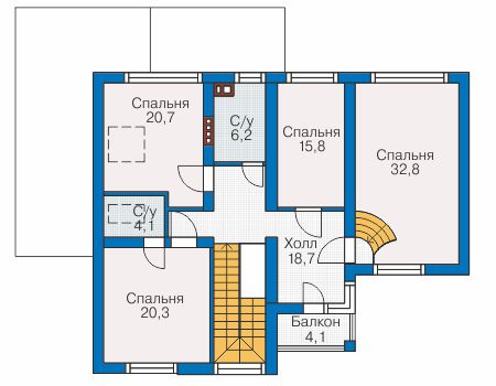 Планировка мансардного этажа :: Проект дома из газобетона 58-12