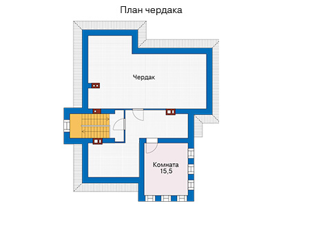 Планировка мансардного этажа :: Проект дома из газобетона 58-22