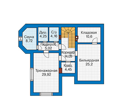 Планировка цокольного этажа :: Проект дома из газобетона 58-30