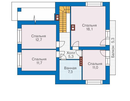 Планировка мансардного этажа :: Проект дома из газобетона 58-90