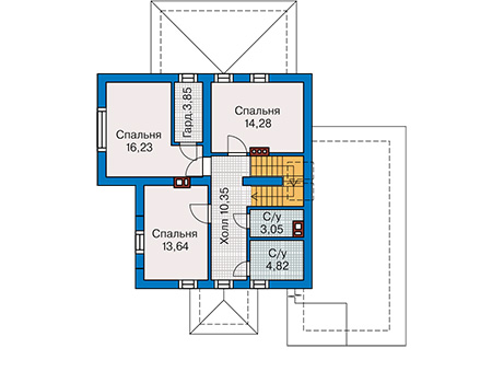 Планировка мансардного этажа :: Проект дома из газобетона 58-95
