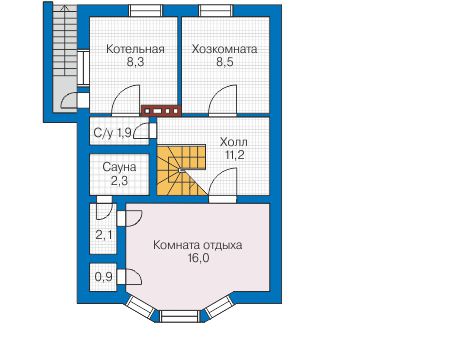 Планировка цокольного этажа :: Проект дома из газобетона 59-23