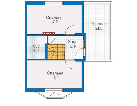 Планировка мансардного этажа :: Проект дома из газобетона 59-23