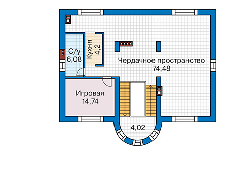 Планировка мансардного этажа :: Проект дома из газобетона 59-27