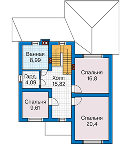 Планировка второго этажа :: Проект дома из газобетона 59-44