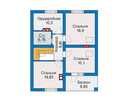 Планировка мансардного этажа :: Проект дома из газобетона 59-45