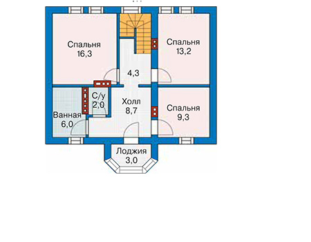 Планировка мансардного этажа :: Проект дома из газобетона 59-58