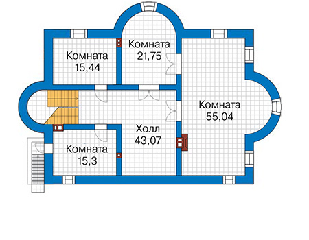 Планировка цокольного этажа :: Проект дома из газобетона 59-59