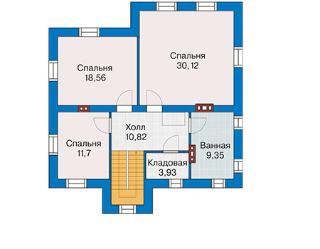 Планировка второго этажа :: Проект дома из газобетона 59-72