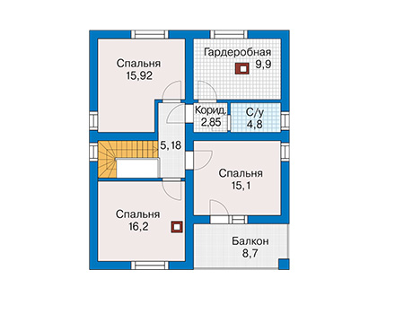 Планировка мансардного этажа :: Проект дома из газобетона 59-77