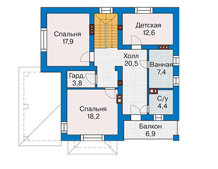 Планировка второго этажа :: Проект дома из газобетона 59-87