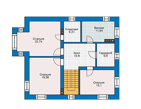Планировка второго этажа :: Проект дома из газобетона 59-96