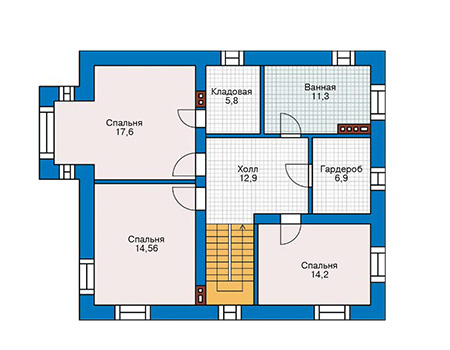 Планировка второго этажа :: Проект дома из газобетона 59-98