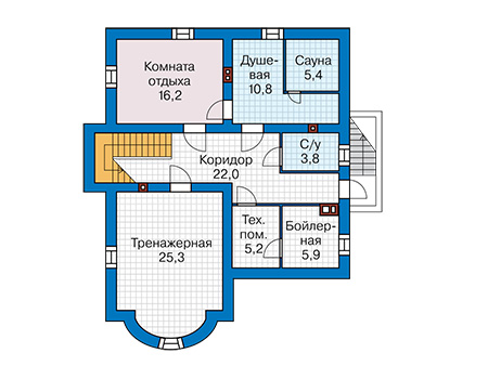 Планировка цокольного этажа :: Проект дома из газобетона 60-01