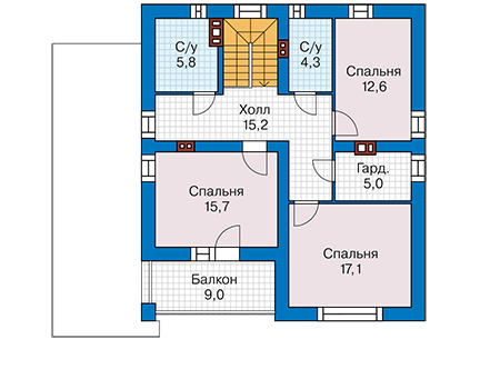 Планировка мансардного этажа :: Проект дома из газобетона 60-06