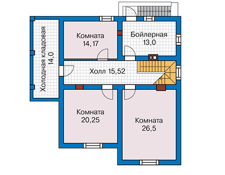 Планировка цокольного этажа :: Проект дома из газобетона 60-37