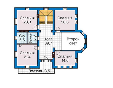 Планировка второго этажа :: Проект дома из газобетона 60-40