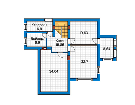 Планировка цокольного этажа :: Проект дома из газобетона 60-69