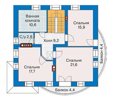 Планировка мансардного этажа :: Проект дома из газобетона 60-70