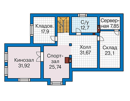 Планировка цокольного этажа :: Проект дома из газобетона 60-71